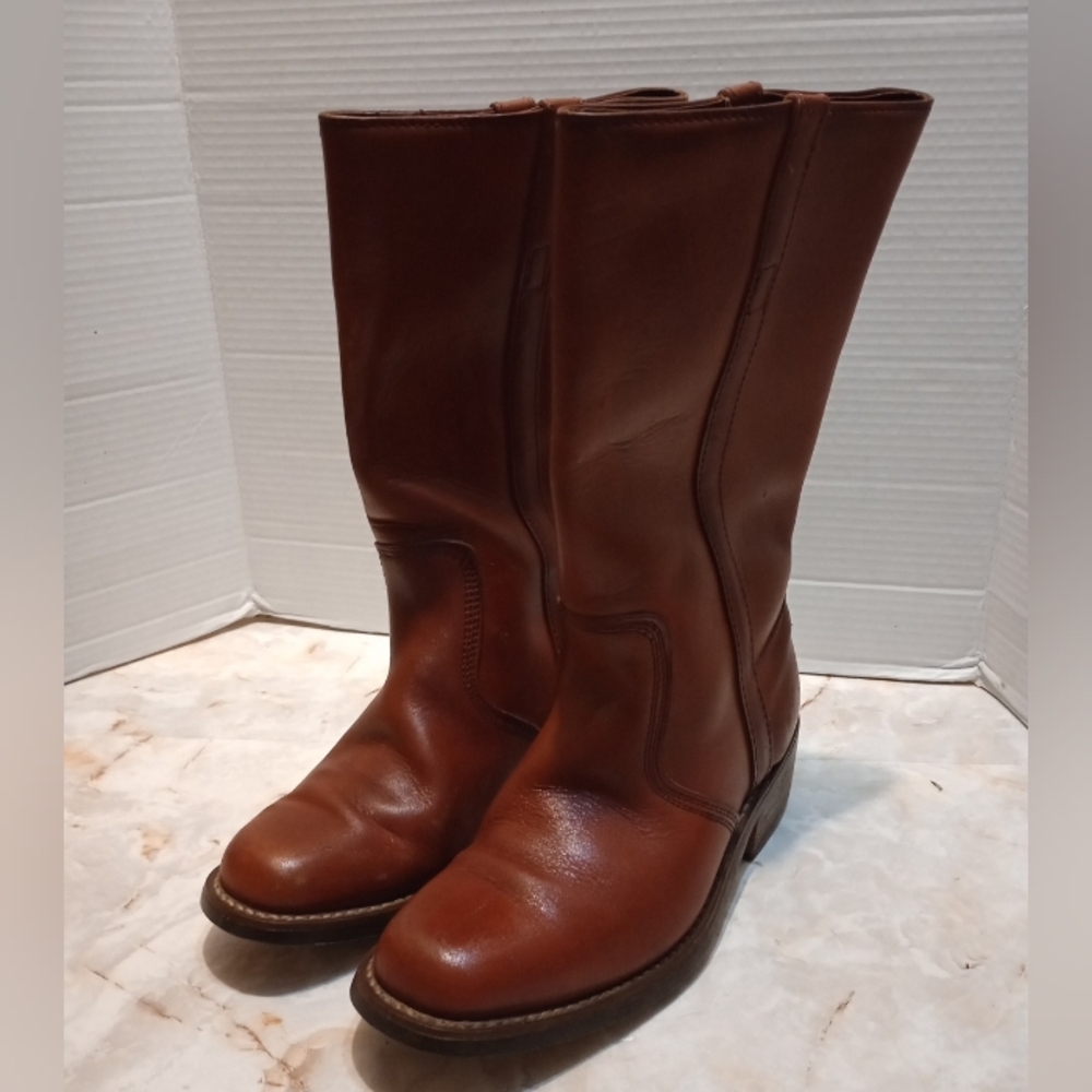 Vintage 1970s Basswood Cowboy Boots Mens Size 7.5 Made In Korea